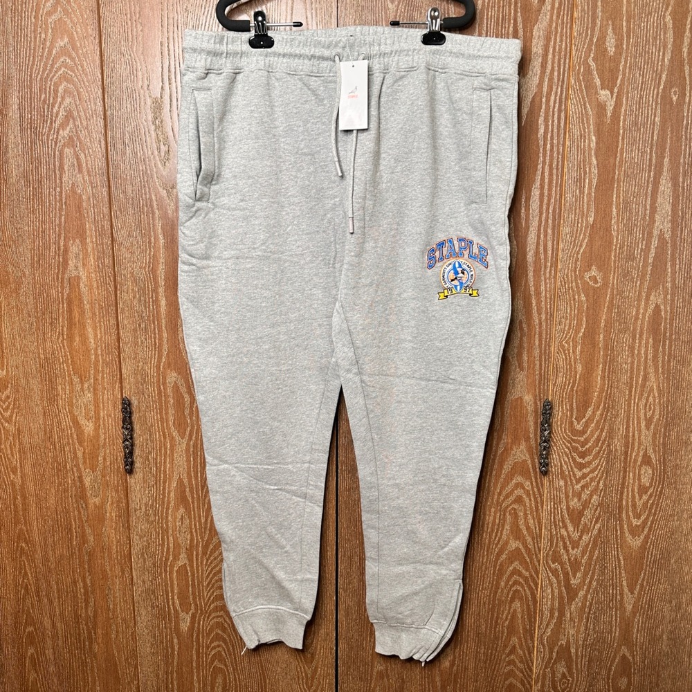 Staple Pigeon Mens 3XL Heather Gray Fleece Sweatpants Graphic Logo 2201B6802 NWT